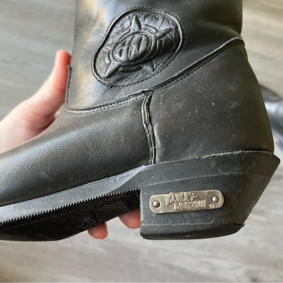 Harley-Davidson Women’s Black 80’s Pointed Toe Ankle Cowboy Boot Block Heel Sz 7 - Picture 11 of 12